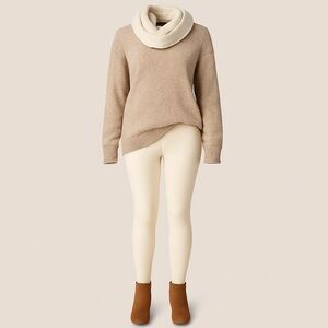 Warner’s Ivory Fleece-Lined Seamless Leggings | XL | Cozy All-Day Comfort